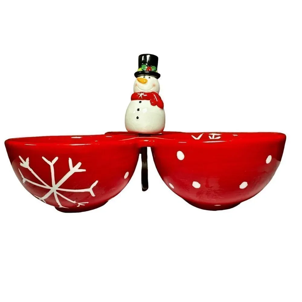 3 Section Divided Dish with Removable Snowman Spreader Knife - Picture 4 of 8
